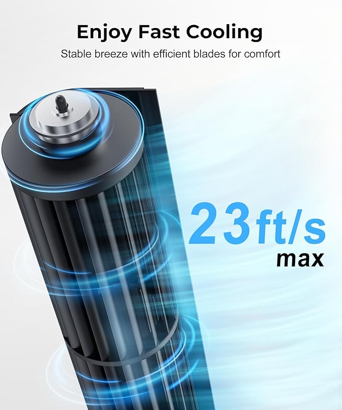 Abolee Tower Fan, 23ft/s Desk Fan, 70° Oscillating Table Fan for Bedroom, Standing Table Fan with 3 Modes, 2024 New 13 Inch Bladeless fan for Bedroom, Home,Office-Ruum Studio Home