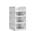4 Pack Stackable Plastic Storage Basket Closet Organizer Bin Foldable Clothes Organizer Storage Drawer Shelf Container for Living Room Bathroom Kitchen Office (2L+2S)-Ruum Studio Home