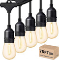 Svater Outdoor Led String Lights 75 FT, Patio Lights for Outside with 26pcs S14 Shatterproof Bulbs, IP65 Waterproof Commercial Grade Market Light, 1 Watt E26 Dimmable 2700K Warm White-Ruum Studio Home
