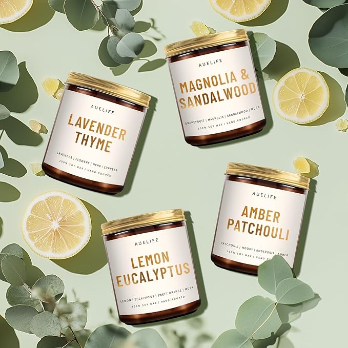 Scented Candles for Home - Lemon Eucalyptus Candle | Aromatherapy Candle Gift for Women & Men, Soy Candles for Home Scented - 7oz, Soy Wax-Ruum Studio Home