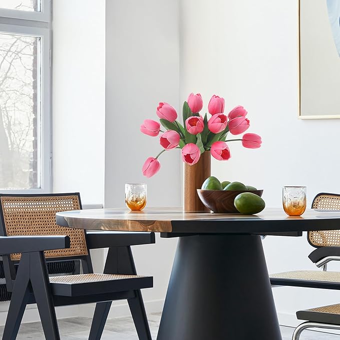 Pink Artificial Tulips, 2 Bundles 14Pcs, Fake Tulips Artificial Flowers, 2 x 2.4 Inch Large Flower Head Big Tulip, Easter Valentine's Day Mother's Day Home Decoration Flowers-Ruum Studio Home