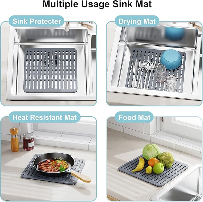 GSlife Expandable Dish Drying Rack - Stainless Steel Capacity Adjustable Over The Sink Rack (10.8''-17.9'') with Sink Mat, Dish Drainer for Kitchen Sink Counter with Utensil Holder, Silver-Ruum Studio Home
