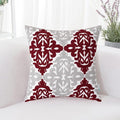 HWY 50 Burgundy Red Decorative Throw Pillow Covers 18x18 Inch (1 Piece), Embroidered Cotton Farmhouse Cushion Cover Pillow Case for Sofa Couch Living Room Bed Bedroon, Floral Geometric-Ruum Studio Home