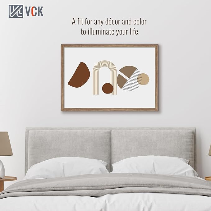 VCK 27x40 Poster Frame 3 Pack - Brown Walnut, Natural Textured Solid Wood Picture Frame, Wall Mounting Hanging-Ruum Studio Home
