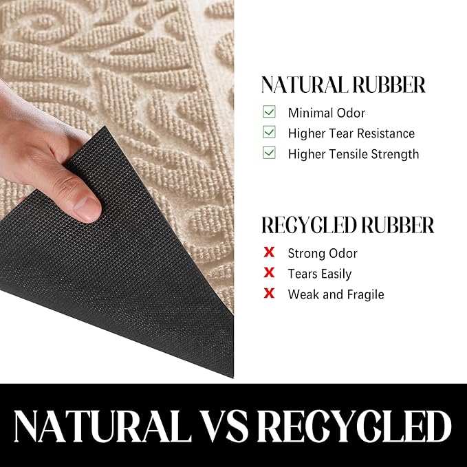 Yimobra Welcome Front Door Mat Outdoor, Heavy Duty Sturdy Non Slip Doormats, Rubber Backing, Low-Profile Entrance Rugs, Absorbent Resist Dirt, Easy Clean Patio Garage Floor Mats, 60X36 Inch, Beige-Ruum Studio Home