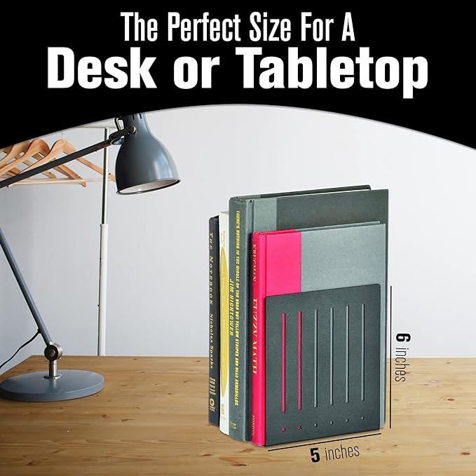 STEELMASTER by BankSupplies 6-Inch Heavy Duty Bookends | Scratch Resistant Finish | Heavy Gauge Material | Non-Slip Padded Base Protection | For Office, Bookshelves, Binders & Books-Ruum Studio Home