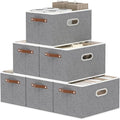 Yawinhe Fabric Storage Baskets, Foldable Closet Organizer for Shelves, Large Boxes with 3 Handles, Canvas Bins for Clothes, Grey, 12.99''Lx9.05''Wx7.87''H, 6-Pack-Ruum Studio Home