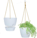 10 Inch Self Watering Hanging Pots, 2 Pack Hanging Planters with 40oZ Deep Reservior for Indoor Outdoor Plants Flowers, White-Ruum Studio Home