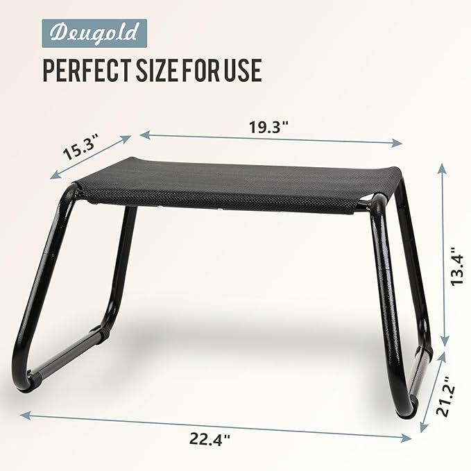 Outdoor Ottomans,Patio Foot Rest Portable Side Table Solid Steel Frame Small Seat All Weather Footrest for Indoor Outdoor Use 2 Pieces Black-Ruum Studio Home