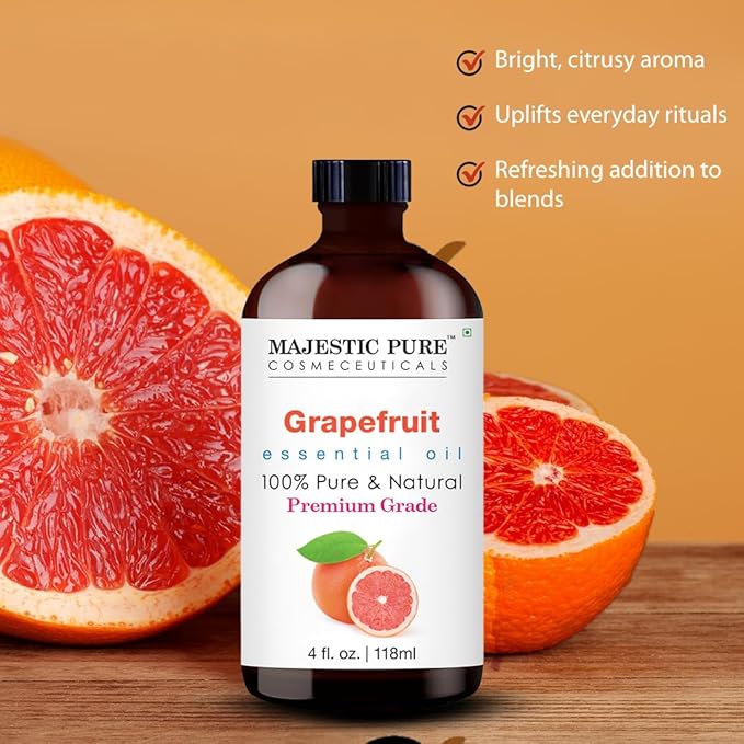 Majestic Pure Grapefruit Essential Oil with Glass Dropper - Huge 4 Fl Oz - 100% Pure and Natural Grapefruit Oil - Premium Grade Essential Oils for Diffuser, Aromatherapy, Soap and Candle Making-Ruum Studio Home