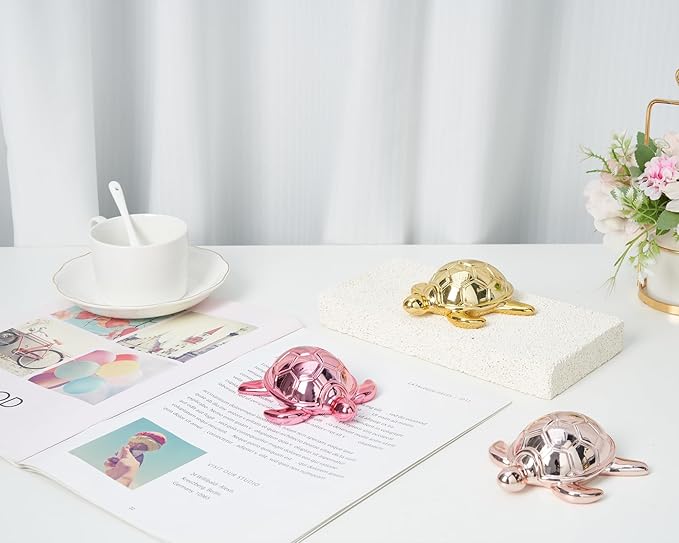 Small Sea Turtle Statue 4 inch Shiny Blue Accent Knick Knacks Paperweight for Bathroom Home Office Shelf Desk Table Decor, Cute Sea Turtle Gifts for Women-Ruum Studio Home