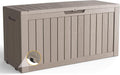 80 Gallon Outdoor Storage Box with Wheels, Waterproof Lockable Resin Deck Box Patio Storage Bin for Pool Accessories Cushion Furniture, Garden Tools, UV-Resistant Outside Delivery Grey-Ruum Studio Home