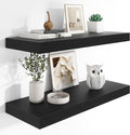 Heimlove 12" Deep Floating Shelves, 36 x 12 Inch Wall Mounted Long Floating Shelf with Invisible Brackets, for Home Decor, Bedroom, Kitchen, Living Room, Bathroom - 2 Pack, Black-Ruum Studio Home