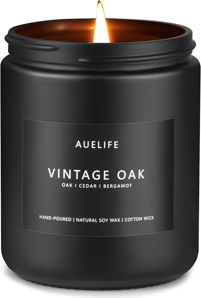 Scented Candles for Men | Vintage Oak Candle - Candle for Men, Manly Candles for Home Scented, Man Gifts for Him/Friend -7oz Black Jar-Ruum Studio Home