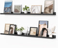 Heimlove Picture Ledge Shelf, Floating Shelves Set of 2, 48 Inches Picture Shelf for Wall with Ledge, Kids Bookshelf Wall Mounted for Living Room Bedroom Decor Books Photo Frames, Black-Ruum Studio Home