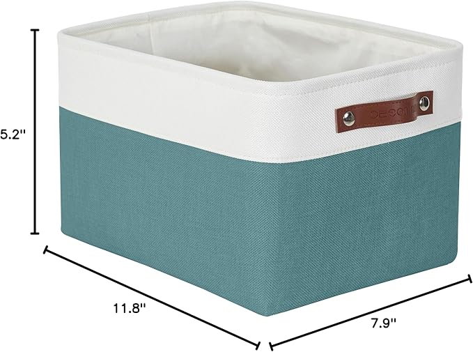 DECOMOMO Small Storage Basket, Closet Storage Bins, Baskets for Organizing Shelves (Teal & White, Small - 6 Pack)-Ruum Studio Home