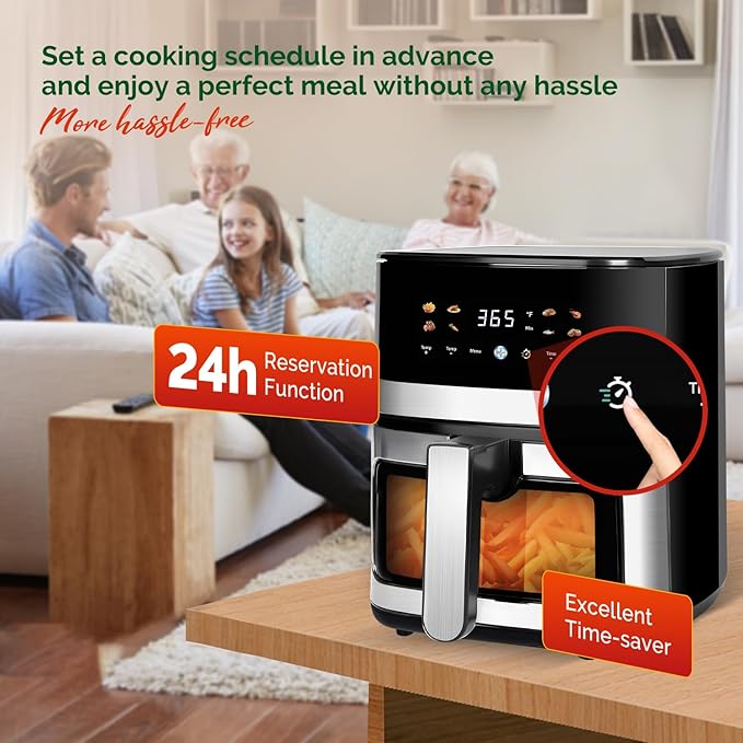 5.8QT Digital Air Fryer with Viewable Window, Adjust Temp & Timer, Air Frying, Reheat, Easy for Frozen Food, Snacks, Dinner, Large Square Basket than Round, Portable for Family & Apartment-Ruum Studio Home