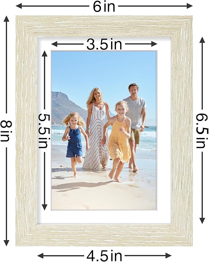 Vittanly 5x7 Picture Frames Set of 9, Shatter Resistant Plexiglass, Display 4x6 Pictures with Mat or 5x7 without Mat, Photo Frames for Wall or Tabletop, Engineered Wood, Cornsilk-Ruum Studio Home