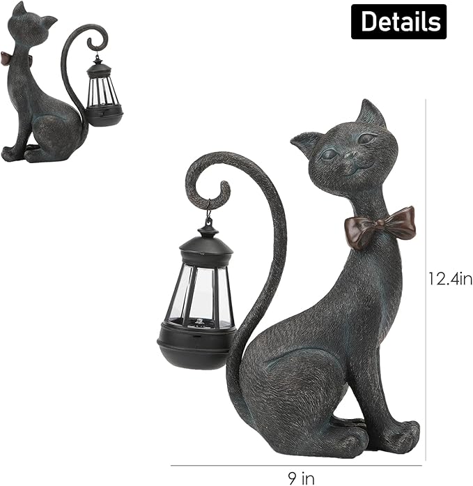 Whimsical Outdoor Cat Statues with Solar Garden Lantern:Cat Garden Statues for Outside Fall Decor Clearance,Outdoor Figurine for Yard Art Lawn Ornaments Patio Balcony Home House - Birthday Gifts-Ruum Studio Home