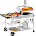 Pizza Oven Table with Topping Station, Outdoor Pizza Oven Cart, Grill Table for Outside, Grill Cart, Food Prep Work cart Fits for Ninja Woodfire Grill, Blackstone Griddle,Tabletop Grill-Ruum Studio Home