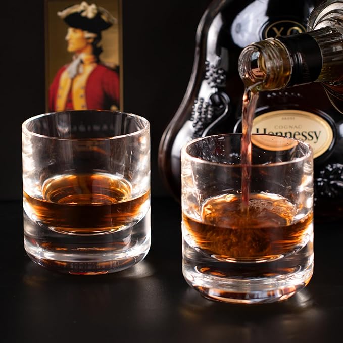 KAMMAK Crystal Whiskey Glasses Set of 2, 6.76oz Old Fashioned Glasses Stemless, Hand Blown White Cocktail Glasses, Engagement Gifts for Couples, Women, Men-Ruum Studio Home