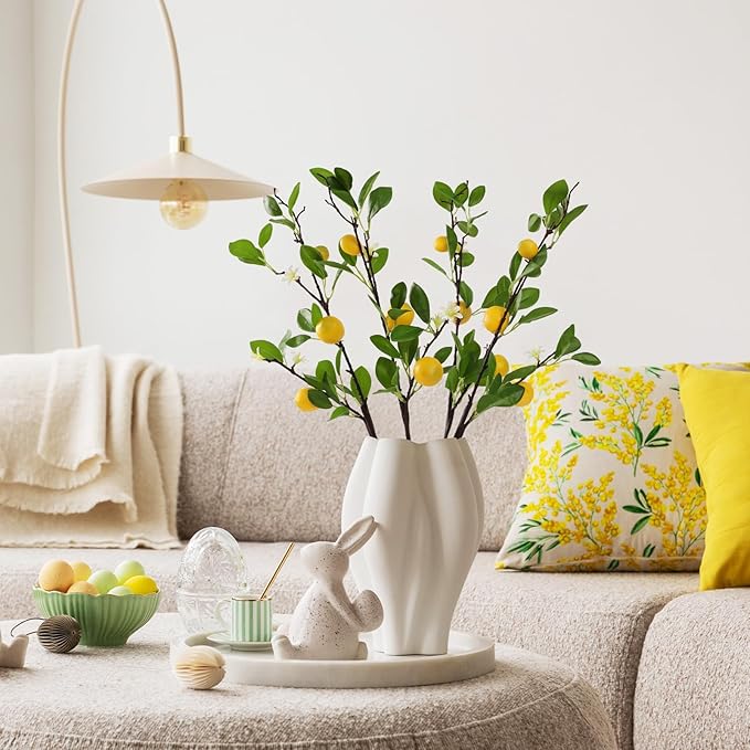 ucky Artificial Lemon Branches，4pcs of 27 Inch, Realistic Green Leaves and Yellow Lemon Fruit, Spring Summer Decoration Plants, Kitchen Decor Plant, Home Decor Plants，Greenery Stems-Ruum Studio Home