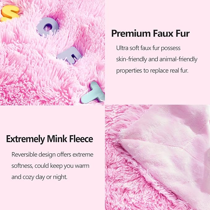 GONAAP Fuzzy Faux Fur Throw Blanket Twin Size Light Pink Super Soft Cozy Plush Fuzzy Shaggy Blanket for Couch Sofa Bed (Light Pink, Twin(60"x80"))-Ruum Studio Home