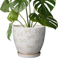 Ceramic Pots for Plants - 8 Inch Plant Pot with Drainage Hole and Saucer Large Planter Pot for Indoor Plants Outdoor Modern Flower Pot Home Decor White-Ruum Studio Home