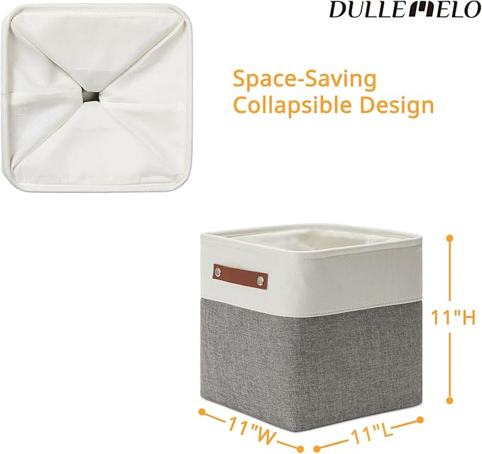 DULLEMELO 11 Inch Cube Storage Bins Fabric Storage Cubes 4 Pack Foldable Cube Storage Baskets for Cube Organizer, Cube Storage Organizer Bins for Home Office Organizer Closet, Shelves, Toy, Nursery-Ruum Studio Home
