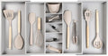 Adjustable Kitchen Drawer Organizer for Utensils and Junk, Food-Safe Contract Grade with 100% Sustainable Wood, Expandable from 19 to 33 Inches Wide - Gray Bamboo-Ruum Studio Home