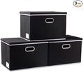 PRANDOM Extra Large Collapsible Storage Bins with Lids [3-Pack] Linen Fabric Foldable Storage Baskets Boxes Organizer Containers Cube with Cover for Bedroom Closet Office Nursery (22.8x15.7x13.8)-Ruum Studio Home