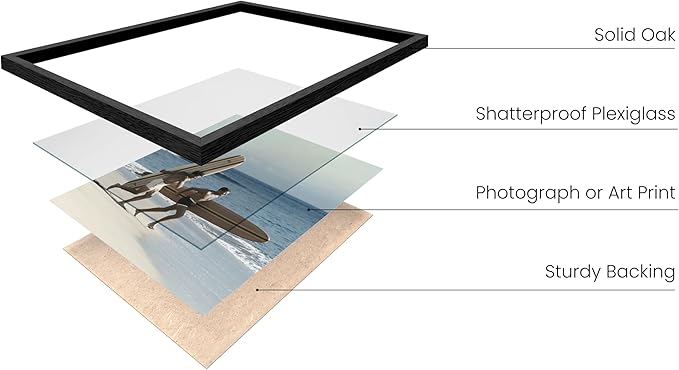 HAUS AND HUES Black Oak Wood Gallery Wall Tabletop Frames Made with Real American Oak and Shatter-free Plexiglass - Set of 6 (Four 4x6, Two 5x7, Framed Black)-Ruum Studio Home