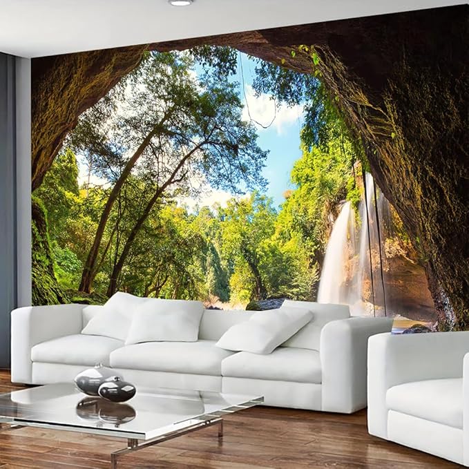 FENDROM Green Misty Forest Tapestry Wall Hanging Nature Mountain Cave Landscape Tapestry Waterfall River Tapestries for Bedroom Living Room Dorm Decor-Ruum Studio Home