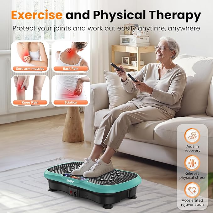 AXV Vibration Plate Fitness Platform Exercise Machine Vibrating Lymphatic Drainage Shaking Full Body Shaker Workout Vibrate Stand Shake Board Sport Gym for Weight Loss Fat Burner for Women Men-Ruum Studio Home