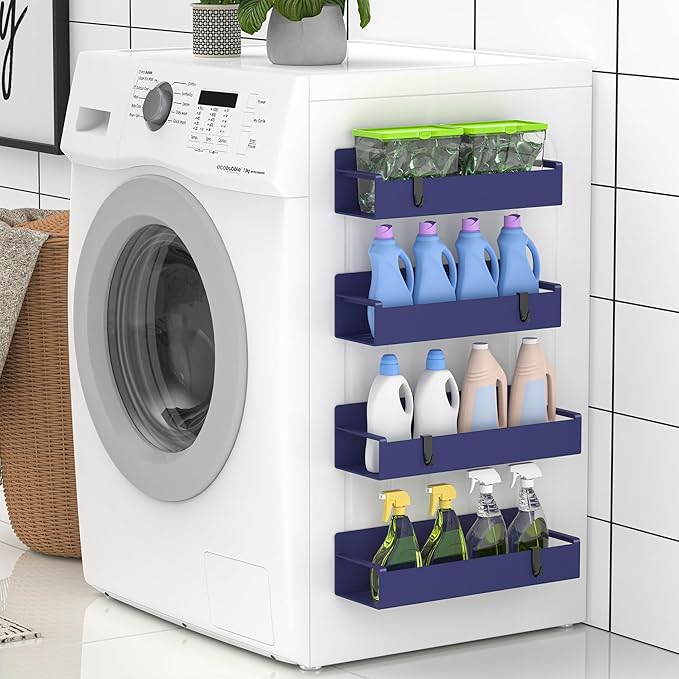 4 Pack Magnetic Spice Rack Organizer for Refrigerator and Oven, Dark Blue Fridge Organizers and Storage for Kitchen-Ruum Studio Home