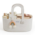 Blissful Diary Baby Diaper Caddy Organizer, Cotton Rope Diaper Caddy Basket, Oval Storage Basket, Gift for Baby Shower, Newborn Essentials, Beige-Ruum Studio Home