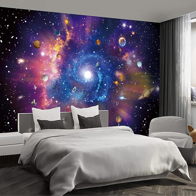 Planet Wall murals Peel and Stick Galaxy Wallpaper for Bedroom Nursery Room - 108"x157"-Ruum Studio Home