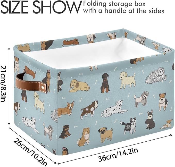 Multi-purpose Storage Basket Bin Cute Dog Puppy Organizer Collapsible Shelf Basket Cube with Handle for Nursery Bedroom Bathroom-Ruum Studio Home