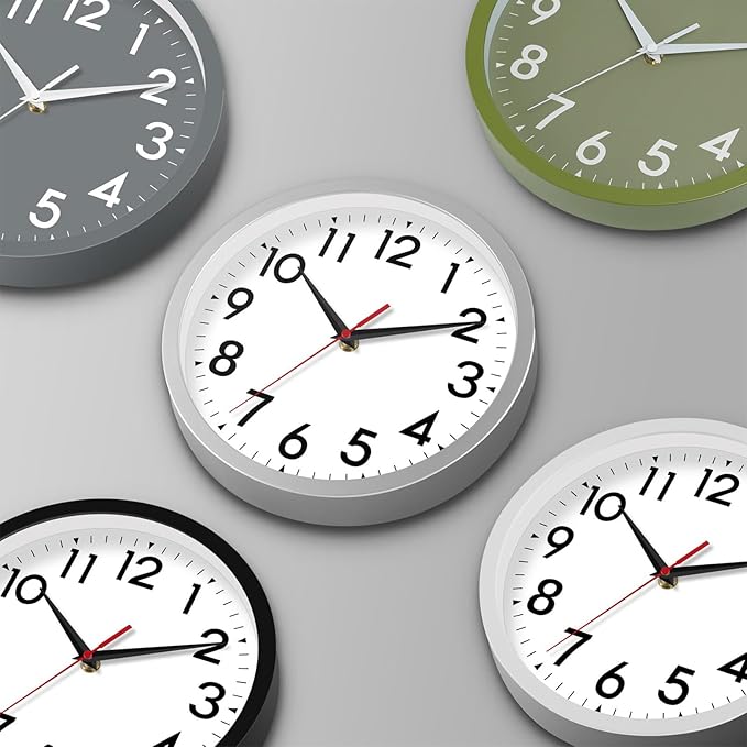 Wall Clock Analog 10 Inch Simple Silent Non Ticking Battery Operated Modern Decorative for Kitchen Office Bedroom Bathroom Living Room(Olive Green)-Ruum Studio Home