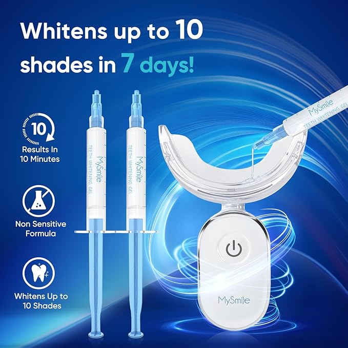 MySmile Teeth Whitening Kit for Sensitive Teeth with LED Light, 10 Min Non-Sensitive Fast Tooth Whitener, 3 Carbamide Peroxide Whitening Gel, Powerful Formula, Enamel Safe-Ruum Studio Home