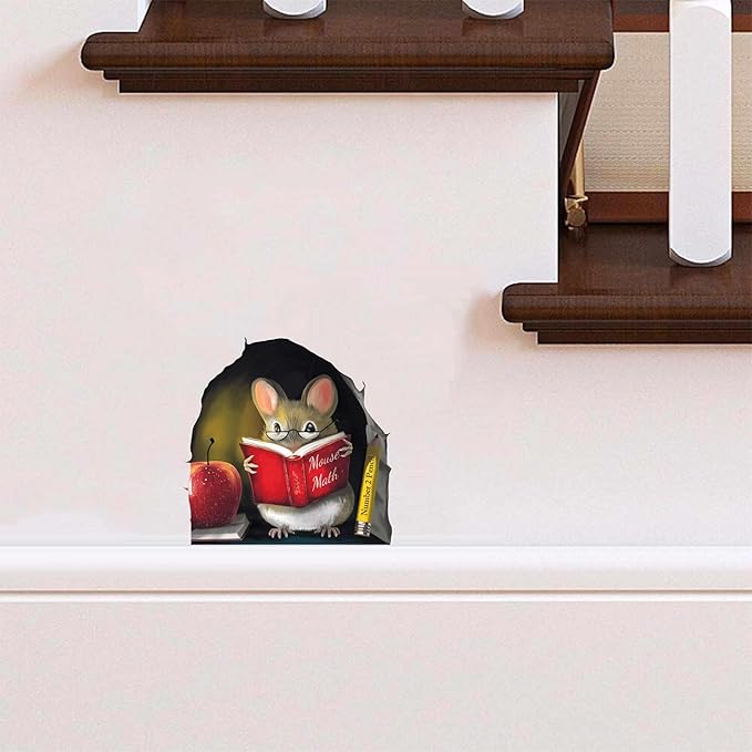 Teachers Pet Mouse Reading Book Wall Sticker Decal – Kids Room, Classroom, Home Decor, Bookcase, Book Lover Gift, Children's Bedroom, Nursery, Cute Mouse, MICESTERPIECE-Ruum Studio Home