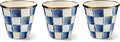 MACKENZIE-CHILDS Enamel Herb Pots, Small Plant Pots for Herbs or Flowers, Set of 3, Blue-and-White Royal Check-Ruum Studio Home