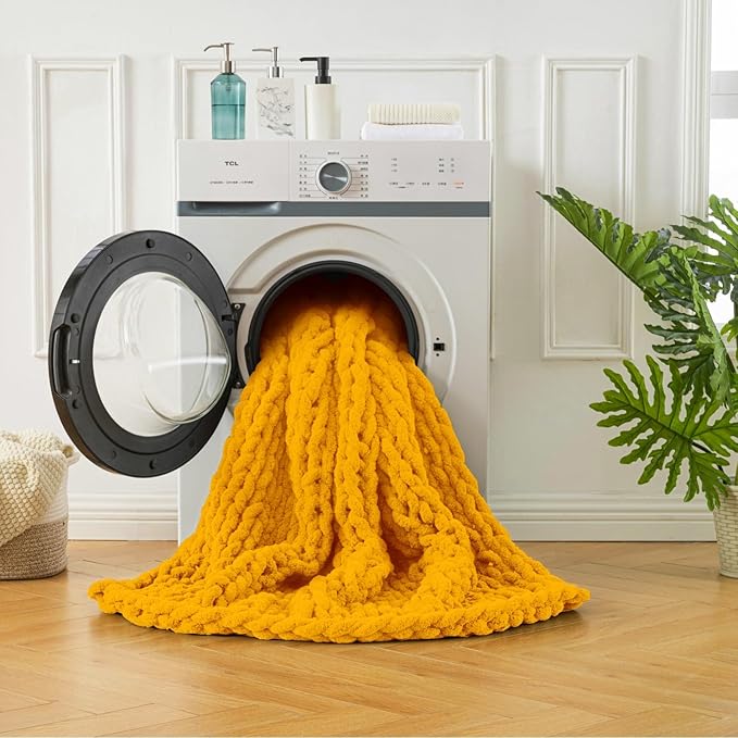 Ultra Soft Chunky Knit Blanket Throw -50x70 Hand Knitted Warm Chenille Throw Blanket, Home Decor Soft Thick Yarn Cable Knit Blanket Breathable Fleece Banket Christmas for Couch Bed Sofa Best GIF-Ruum Studio Home