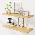 36" Floating Shelves for Wall, 12" Deep Slim Oak Floating Shelves, Wall-Mounted Shelves for Bedroom, Living Room, Kitchen, Bathroom - Set of 2-Ruum Studio Home