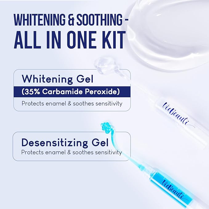 VieBeauti Teeth Whitening Kit with LED Light for Sensitive Teeth, 35% Carbamide Peroxide, Remineralizing Gel for Fast Results Mint-Ruum Studio Home