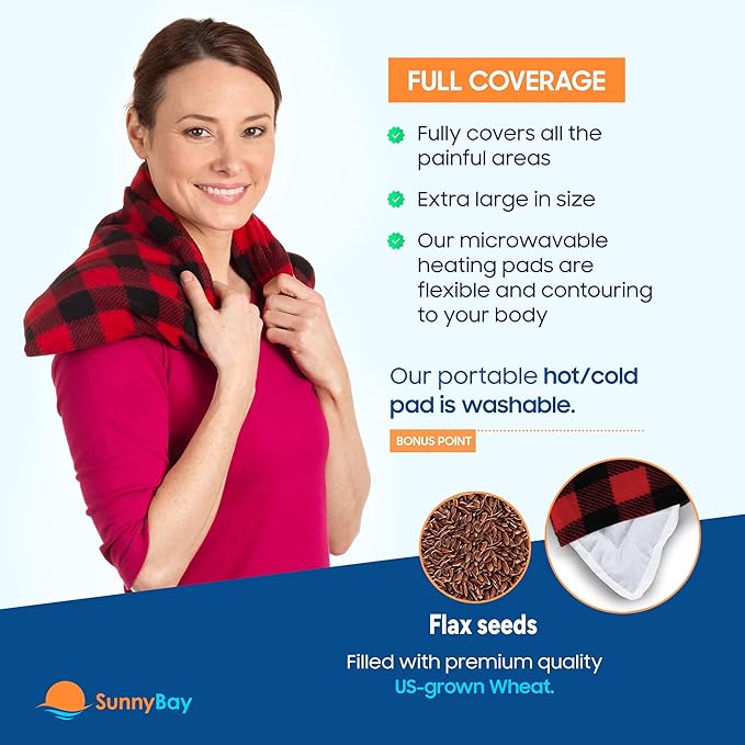 SunnyBay Extra Large Microwave Heating Pad, Microwavable Heavy Weighted Full Body Moist Hot or Cold Pack and Washable Fleece Cover, 10x24 Inches, 2.8 lbs, Made in USA, (Buffalo)-Ruum Studio Home