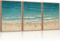 HLNIUC Summer Beach Canvas Wall Art,Modern Minimalist Coastal Landscape Wall Decor Set of 3(16”x24”) Blue Abstract Ocean Wall Painting, Summer Swimming in the Sea Art Print for Living Room,Bathroom-Ruum Studio Home