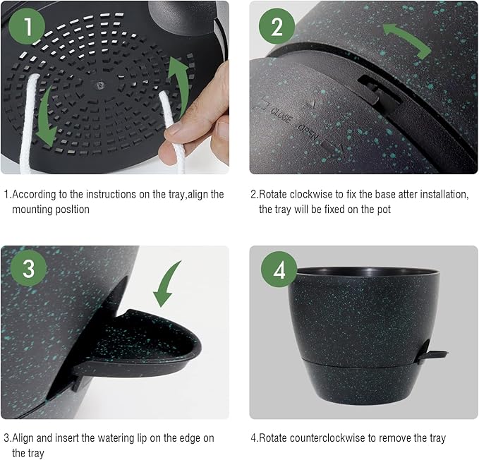 10 Inch Self Watering Hanging Pots, 2 Pack Hanging Planters with 40oZ Deep Reservior for Indoor Outdoor Plants Flowers, Black Speckles-Ruum Studio Home