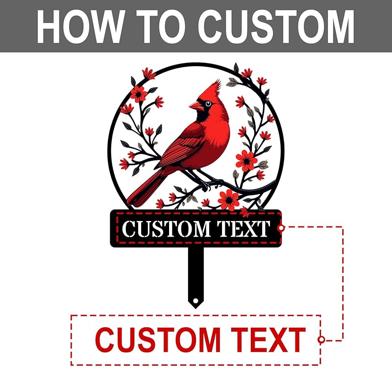 Personalized Name Garden Cardinal Metal Signs with Stake, Custom Family Name Yard Decor for Outdoor Outside, Cardinal Lawn Patio Stake Gardening Enthusiasts Grandmothers Gift-Ruum Studio Home
