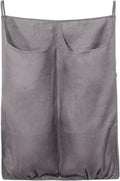 100% Pure Linen Dual Hanging Laundry Bag with 2 Deep Pocket and 2 Side Zipper 20x27in, Over The Door Laundry Hamper Space Saving Hampers for Dirty Clothes Home Travel, Grey-Ruum Studio Home